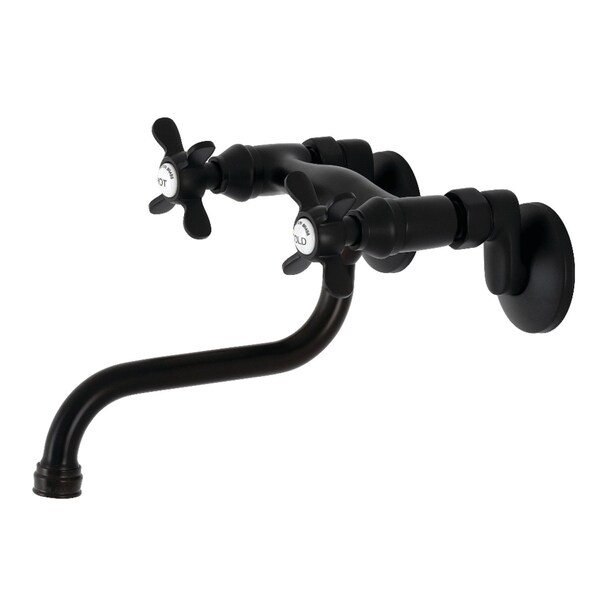 KS116MB Essex Two Handle Wall Mount Bathroom Faucet, Matte Black